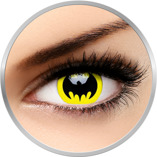 Lentile de contact Crazy Bat Crusader – lentile de contact colorate galbene anuale – 360 purtari (2 lentile/cutie) marca ColourVUE cu comanda online