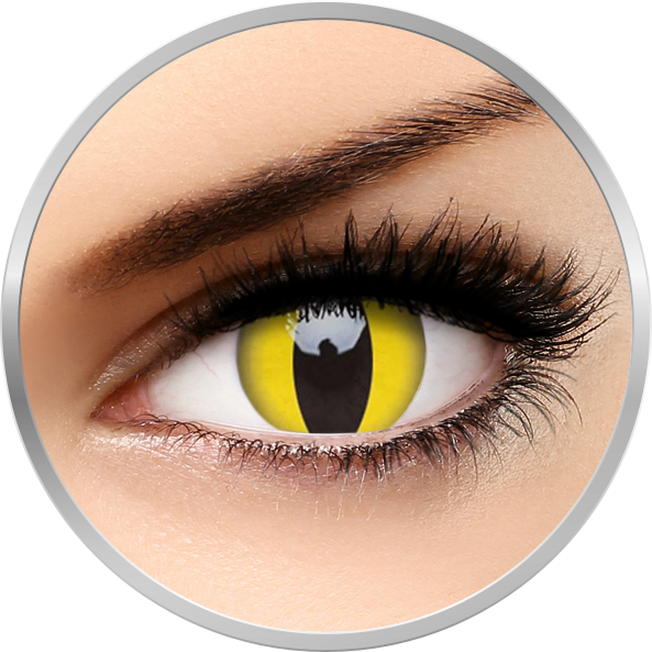 Lentile de contact Crazy Cat Eye | lentile de contact colorate galbene anuale - 360 purtari (2 lentile/cutie) produs ColourVUE cu comanda online