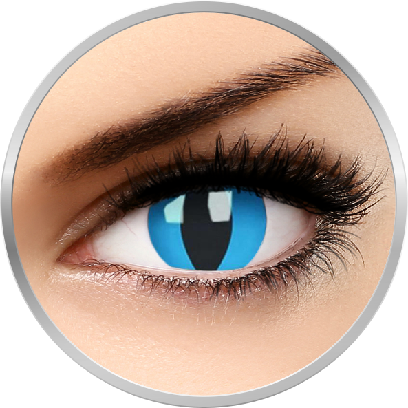 Lentile de contact Crazy Cheshire Cat – lentile de contact colorate albastre anuale – 360 purtari (2 lentile/cutie) marca ColourVUE cu comanda online