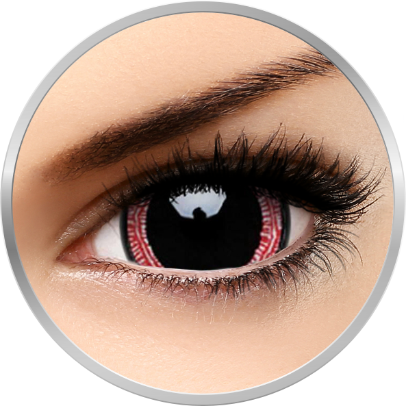 Lentile de contact Crazy Ravenous – lentile de contact colorate rosii/negre anuale – 360 purtari (2 lentile/cutie) marca ColourVUE cu comanda online