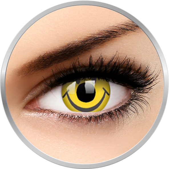 Lentile de contact Crazy Smiley – lentile de contact colorate galbene anuale – 360 purtari (2 lentile/cutie) marca ColourVUE cu comanda online
