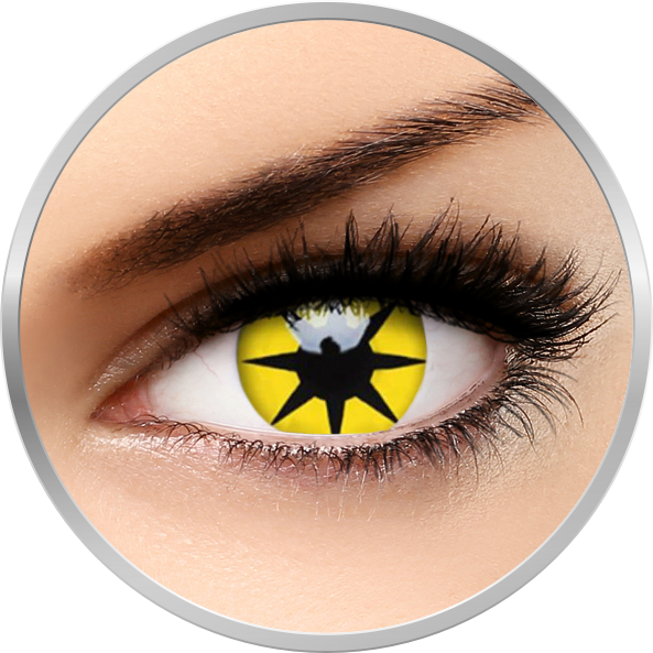 Lentile de contact Crazy Yellow Star – lentile de contact colorate galbene anuale – 360 purtari (2 lentile/cutie) marca ColourVUE cu comanda online