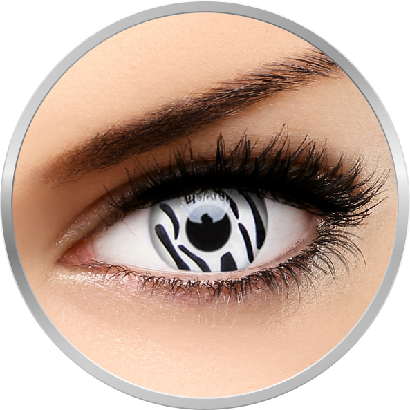 Lentile de contact Crazy Zebra – lentile de contact colorate albe anuale – 360 purtari (2 lentile/cutie) marca ColourVUE cu comanda online