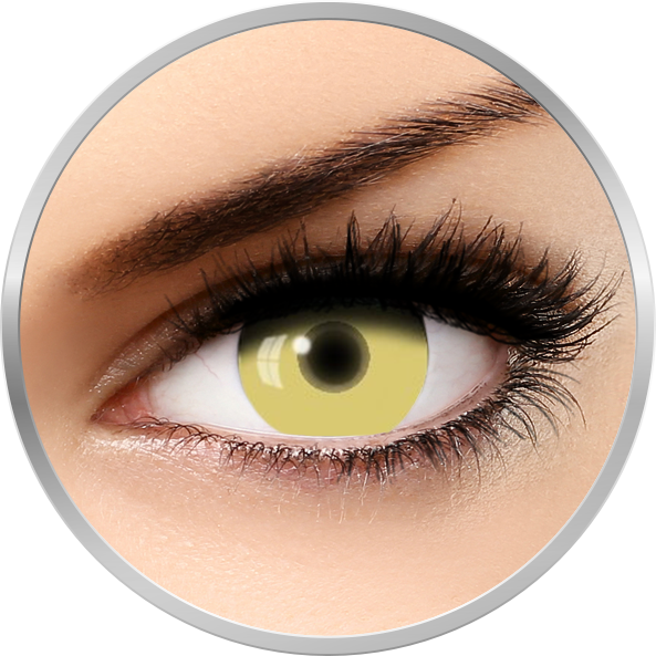 Lentile de contact Fantaisie UV Glow Yellow – lentile de contact pentru Halloween anuale – 365 purtari (2 lentile/cutie) marca Auva Vision cu comanda online
