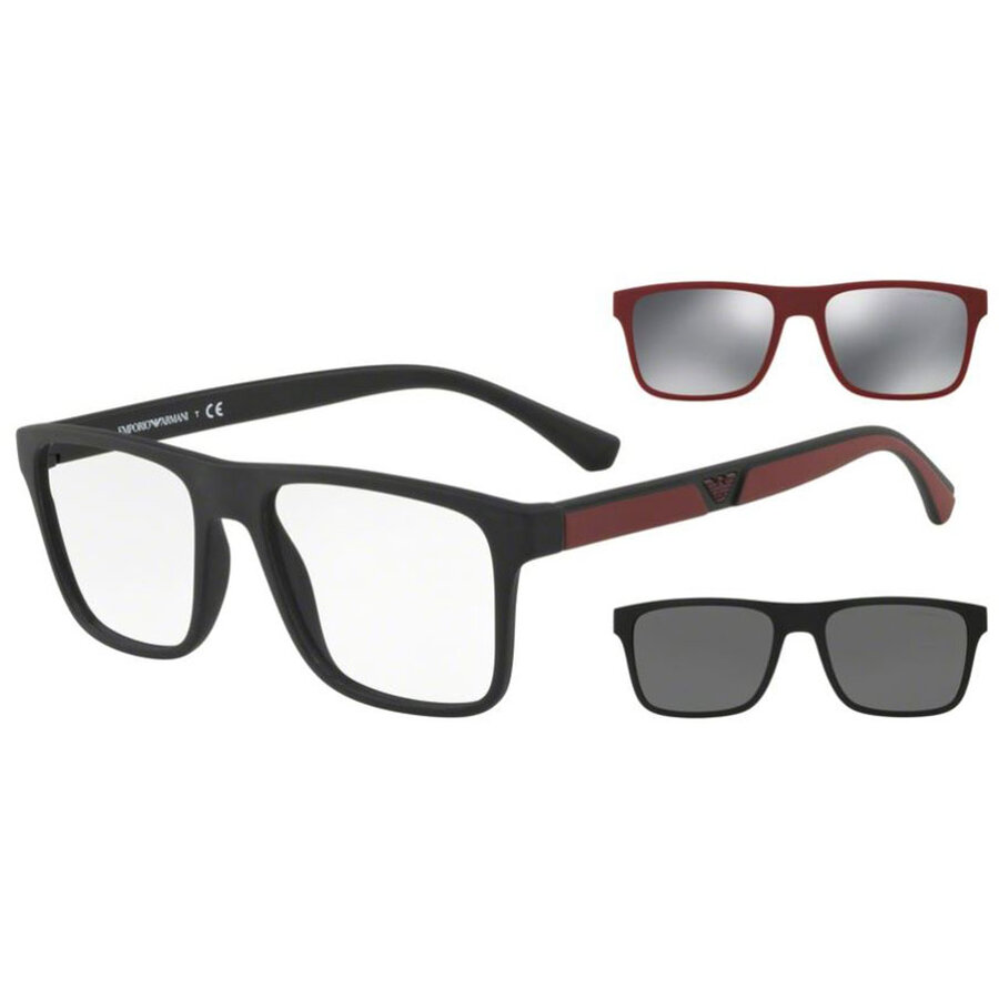 Rame ochelari de vedere barbati Emporio Armani CLIP-ON EA4115 50421W Rectangulare Negre originale din Plastic cu comanda online