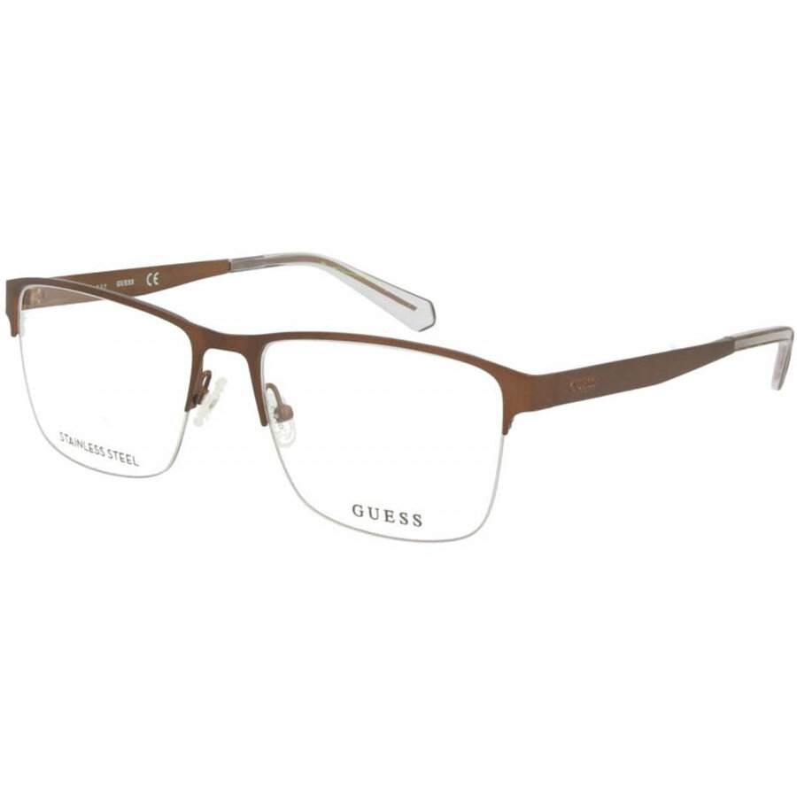 Rame ochelari de vedere barbati Guess GU1935 049 Rectangulare Maro originale din Metal cu comanda online