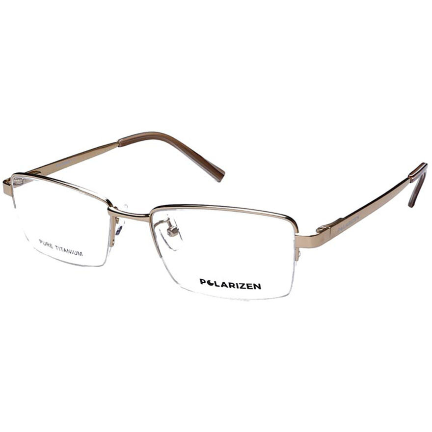 Rame ochelari de vedere barbati Polarizen 8927 C16 Aurii Rectangulare originale din Metal cu comanda online