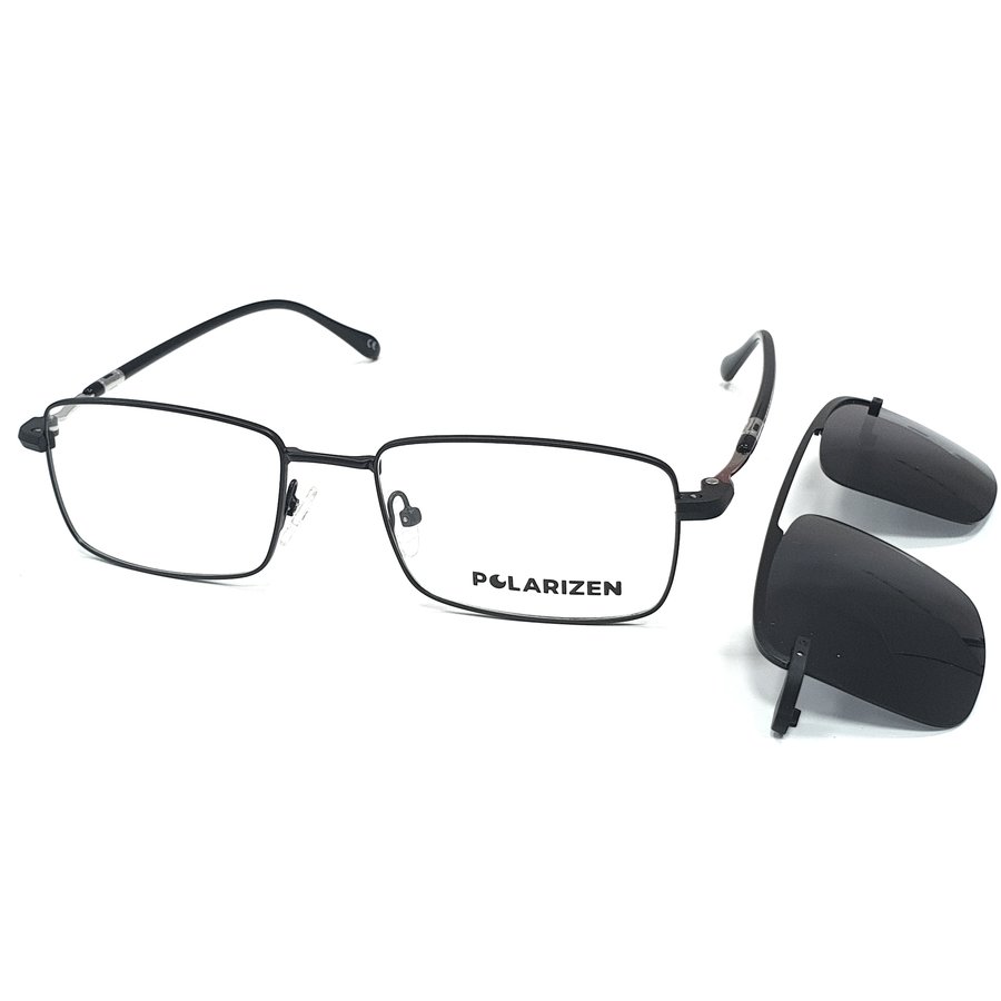 Rame ochelari de vedere barbati Polarizen CLIP-ON DC3043 C1 Negre Clip-on originale din Metal cu comanda online