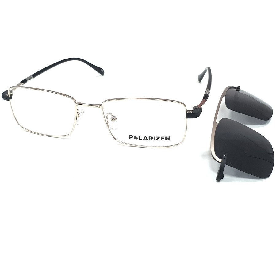 Rame ochelari de vedere barbati Polarizen CLIP-ON DC3043 C2 Aurii-Negre Clip-on originale din Metal cu comanda online