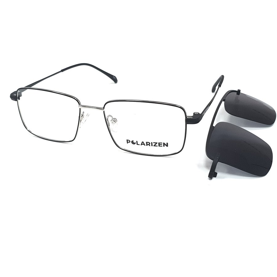 Rame ochelari de vedere barbati Polarizen CLIP-ON DC3046 C3 Negre Clip-on originale din Metal cu comanda online