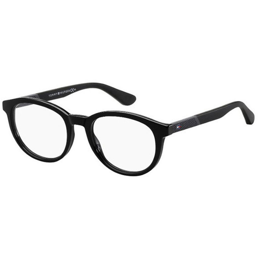 Rame ochelari de vedere barbati TOMMY HILFIGER TH 1563 807 Negre Rotunde originale din Plastic cu comanda online