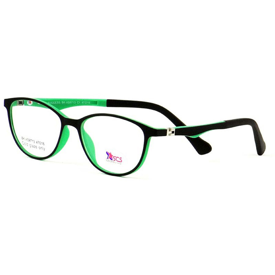 Rame ochelari de vedere copii Success XS 9713 C1 Ovale Negre/Verzi originali cu rama de Plastic cu comanda online