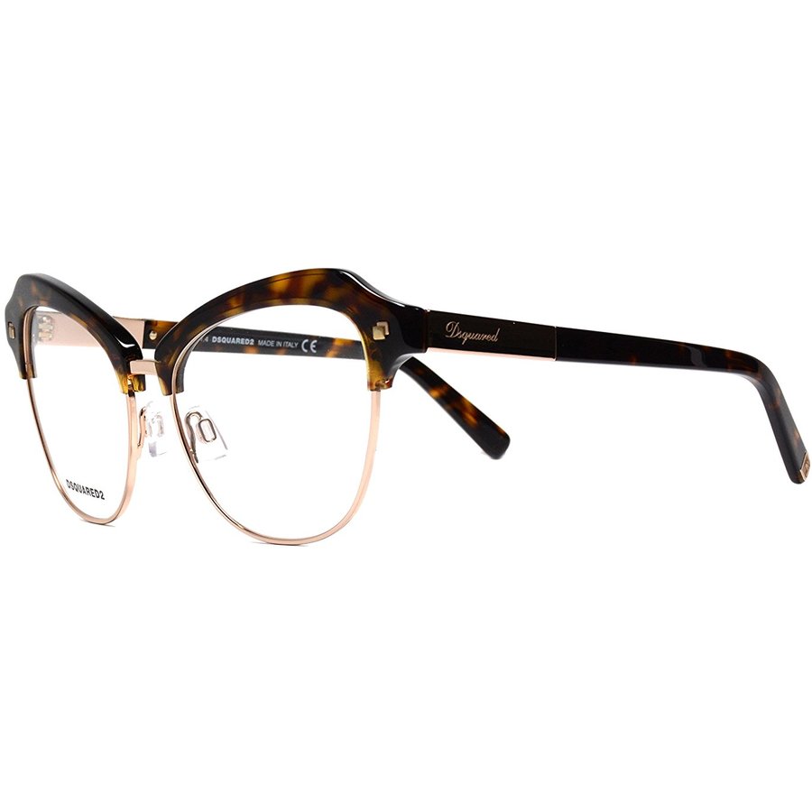 Rame ochelari de vedere dama Dsquared DQ5152 052 Cat-eye Maro-Havana originale din Acetat cu comanda online