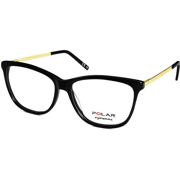Rame ochelari de vedere dama Polar 992 | 77/GOLD Negre Rectangulare originale din Acetat cu comanda online