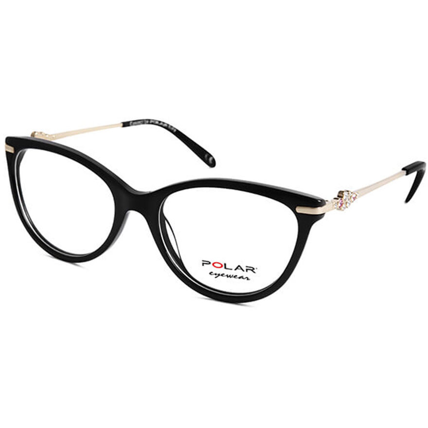 Rame ochelari de vedere dama Polar Crystal 02 | 77 Negre Cat-eye originale din Acetat cu comanda online