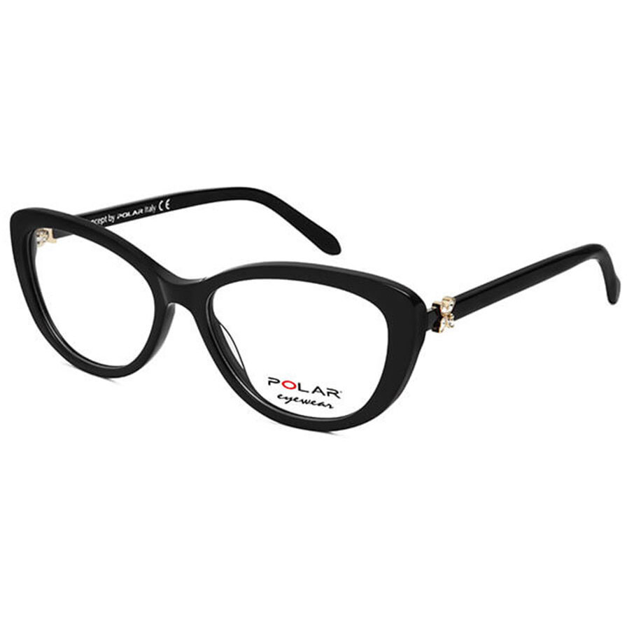 Rame ochelari de vedere dama Polar Crystal 06 | 77 Negre Cat-eye originale din Acetat cu comanda online