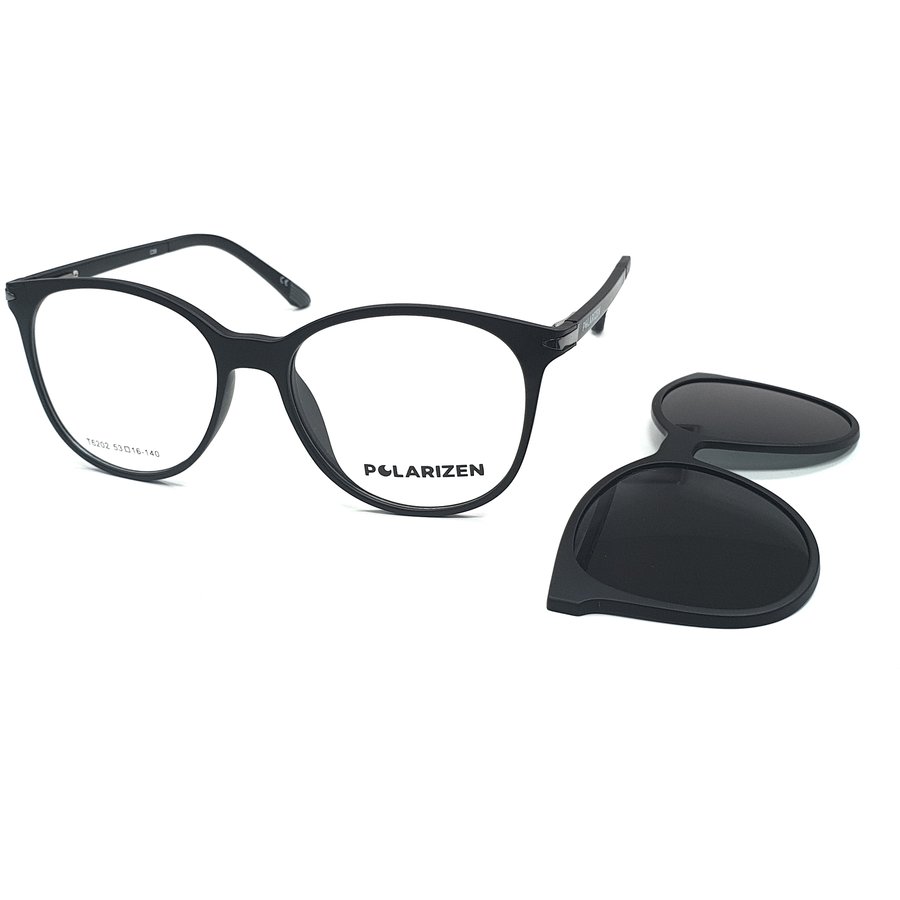 Rame ochelari de vedere dama Polarizen CLIP-ON T6202 C09 Negre Clip-on originale din Plastic cu comanda online