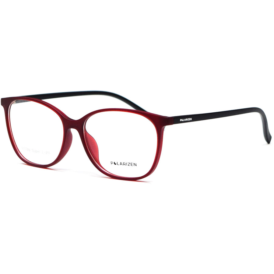 Rame ochelari de vedere dama Polarizen S1706 C3 Rosii Rectangulare originale din Plastic cu comanda online