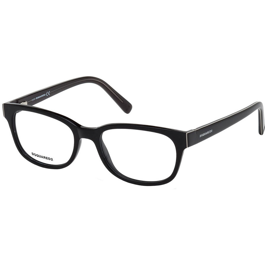 Rame ochelari de vedere unisex Dsquared DQ5218 001 Rectangulare Negre originale din Plastic cu comanda online