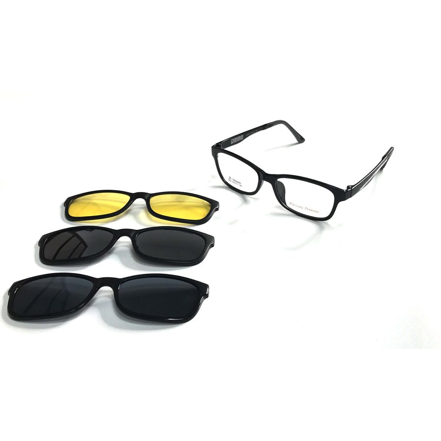 Rame ochelari de vedere unisex Massimo Perrini CLIP-ON 7001 C2 Clip-on Negre originale din Plastic cu comanda online
