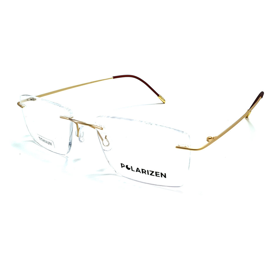Rame ochelari de vedere unisex Polarizen 16011-C1 Rectangulare Aurii originale din Metal cu comanda online
