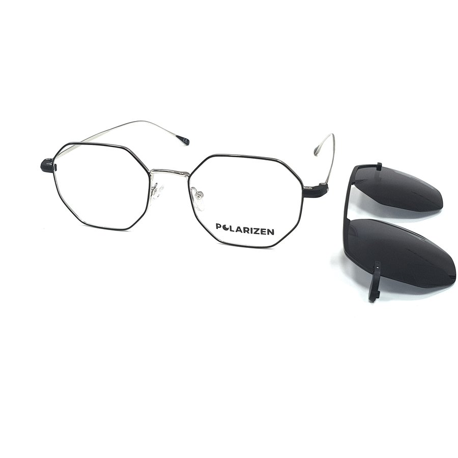 Rame ochelari de vedere unisex Polarizen CLIP-ON DC3044 C3 Clip-on Negre originale din Metal cu comanda online