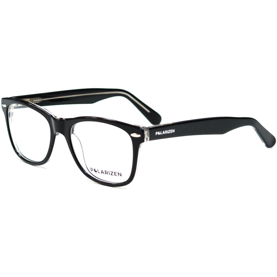Rame ochelari de vedere unisex Polarizen WD1011 C3 Rectangulare Negre-Transparent originale din Plastic cu comanda online