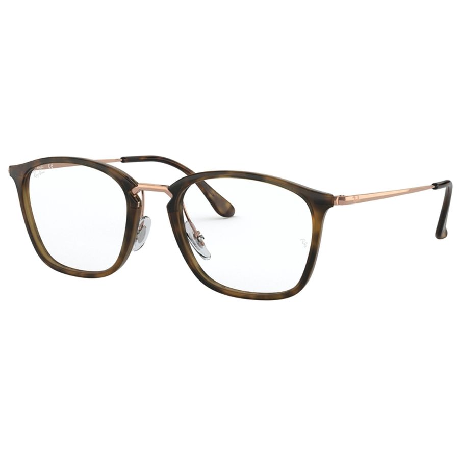 Rame ochelari de vedere unisex Ray-Ban RX7164 5881 Patrate Havana originale din Plastic cu comanda online