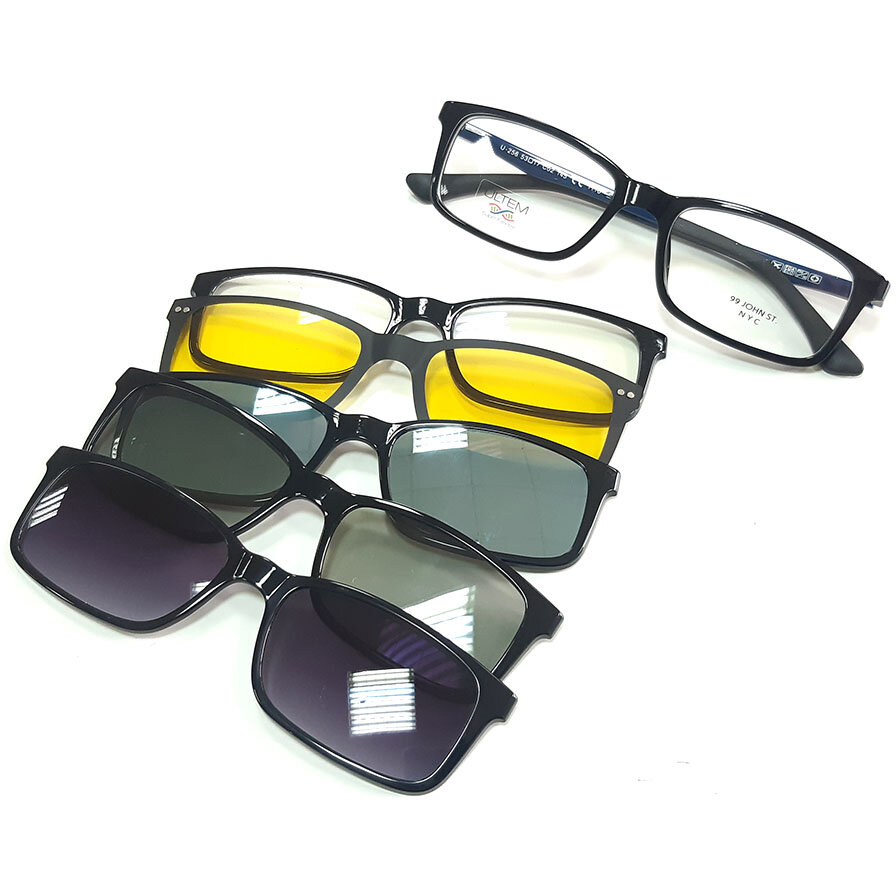 Rame ochelari de vedere unisex clip-on THEMA U-256 C002 Rectangulare Negre originale din Plastic cu comanda online